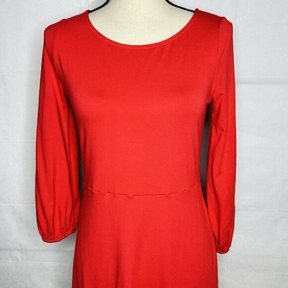 Boden Lucie Dress Size 4 Regular Red / Coral Knit Knee-Length 3/4 Sleeve - Picture 2 of 8